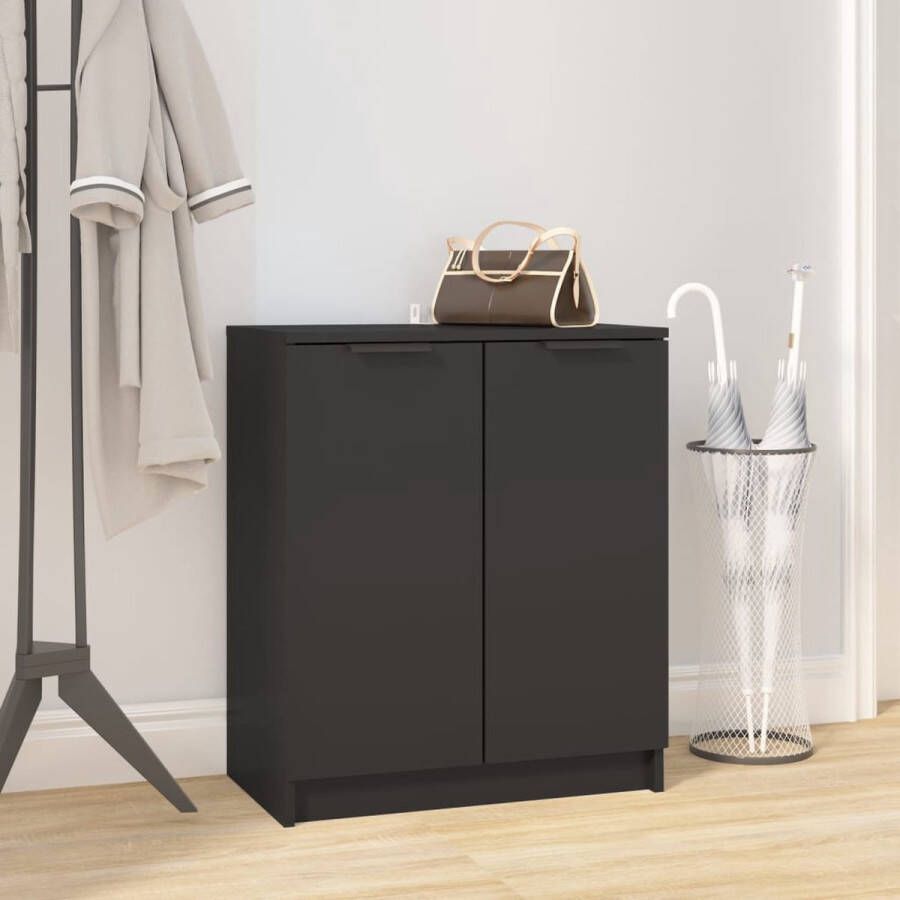 The Living Store Schoenenkast Zwarte Bewerkt Hout 59 x 35 x 70 cm Trendy Ontwerp