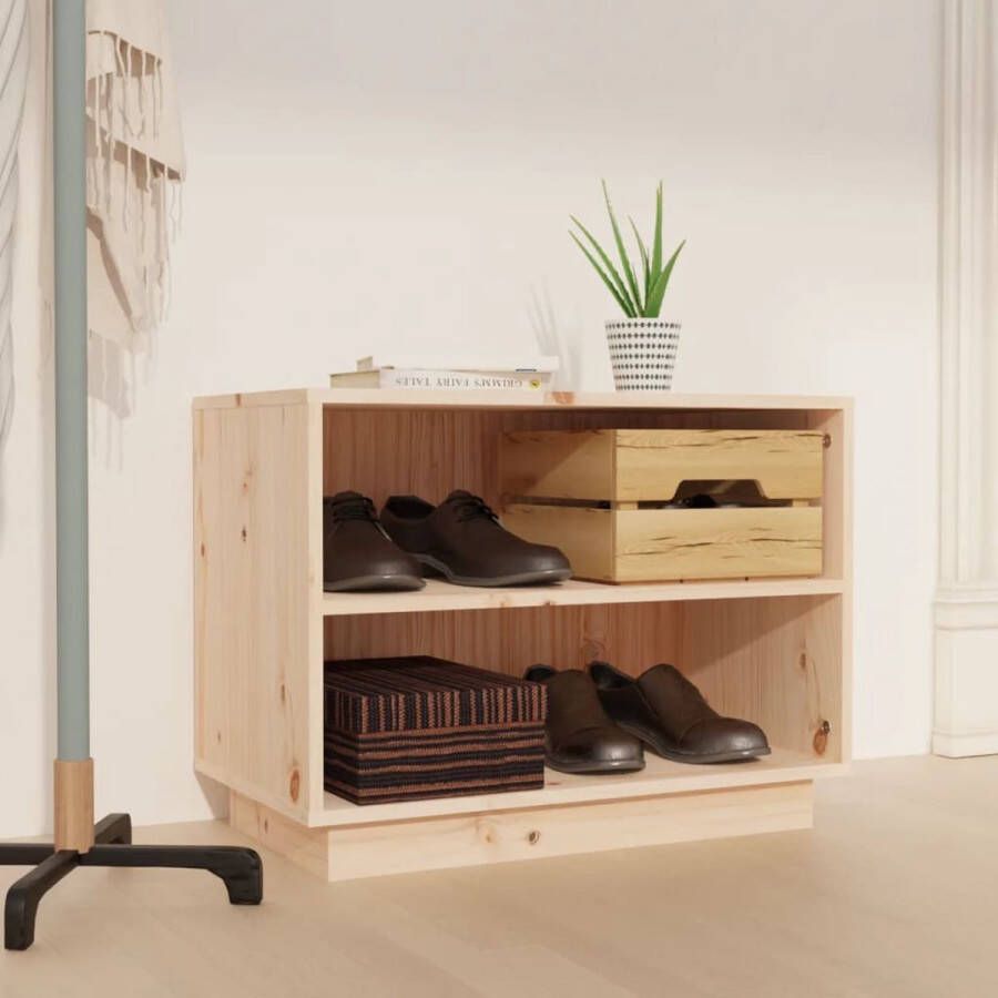 The Living Store Schoenenkast 60x34x45 cm massief grenenhout Schoenenkast