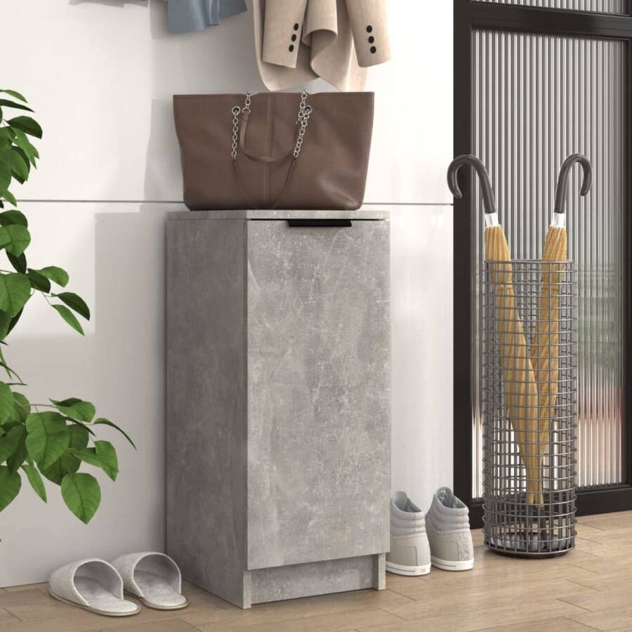 The Living Store Schoenenkast Betongrijs 30 x 35 x 70 cm Stevig hout Met deur en schappen