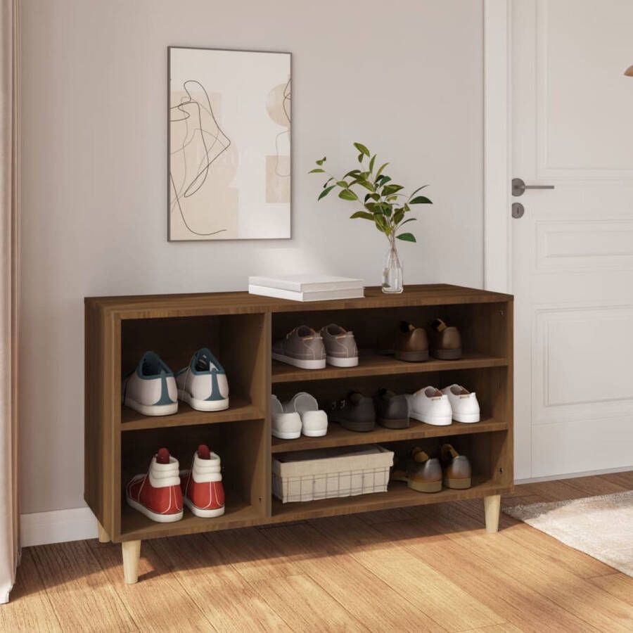 The Living Store Schoenenkast Bruineiken 102 x 36 x 60 cm Stevig materiaal