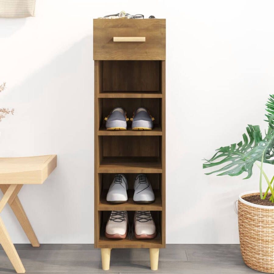 The Living Store Schoenenkast Bruineiken 30 x 35 x 105 cm ventilatie opbergruimte