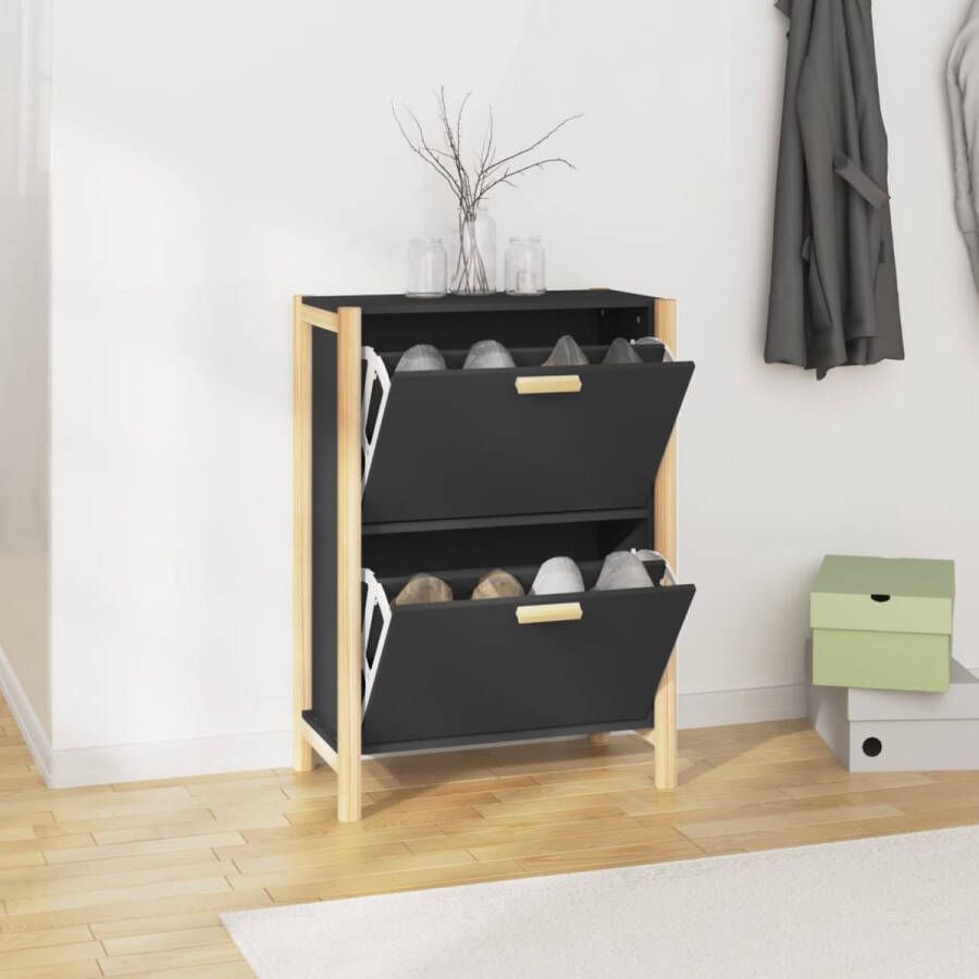 The Living Store Schoenenkast Elegant 57.5 x 33 x 80 cm Zwart