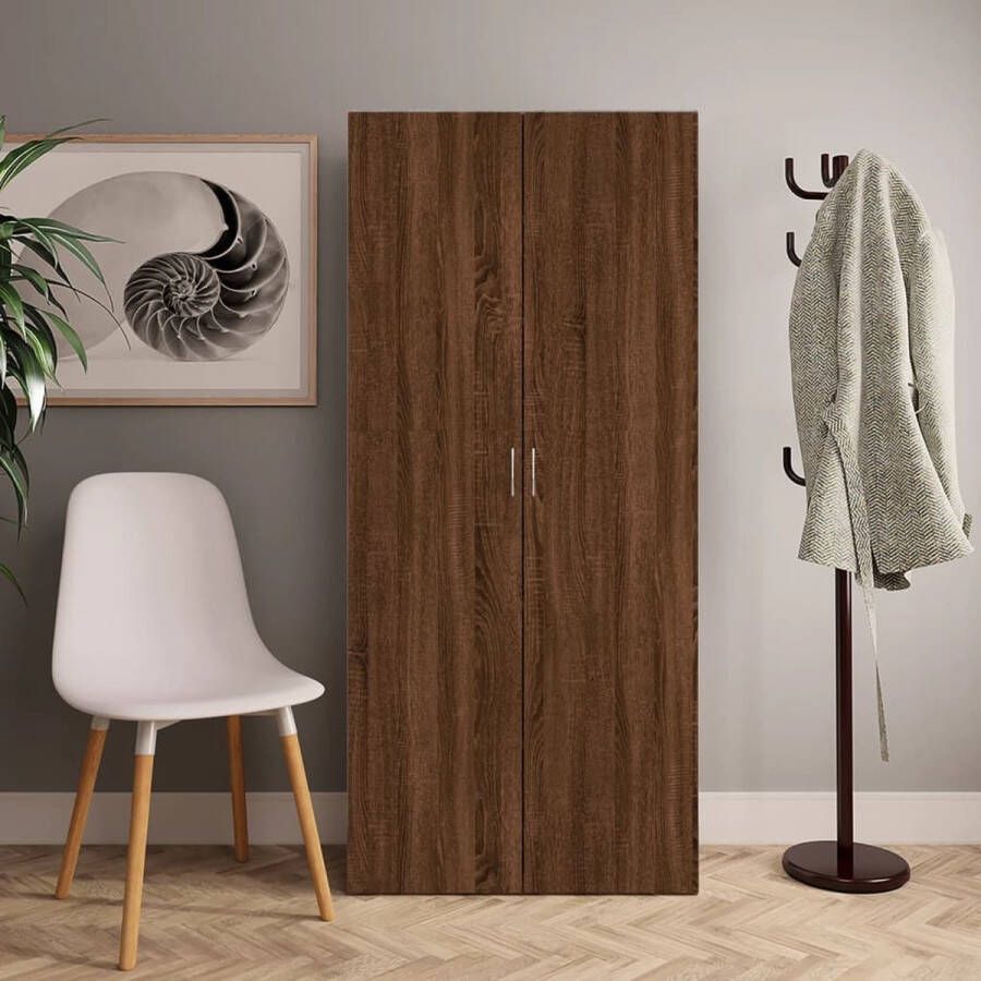 The Living Store Schoenenkast Elegant Opslag 80x35.5x180 cm Bruineiken