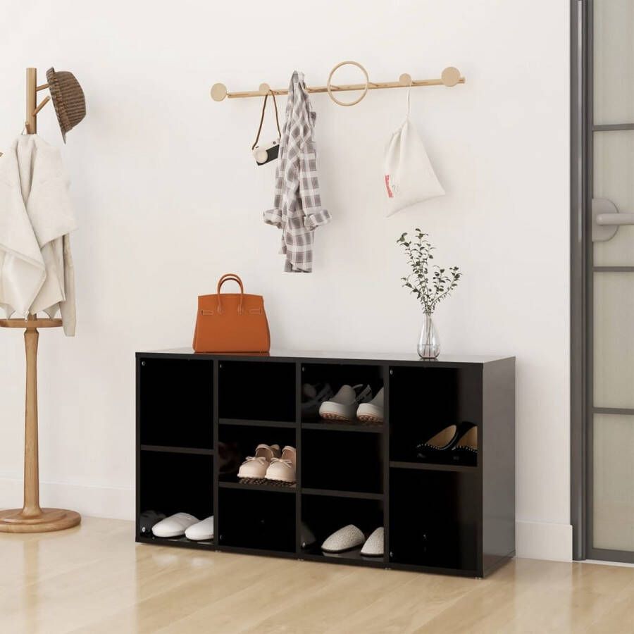 The Living Store Schoenenkast Garderobebank Zwart 103x30x54.5cm Montage vereist