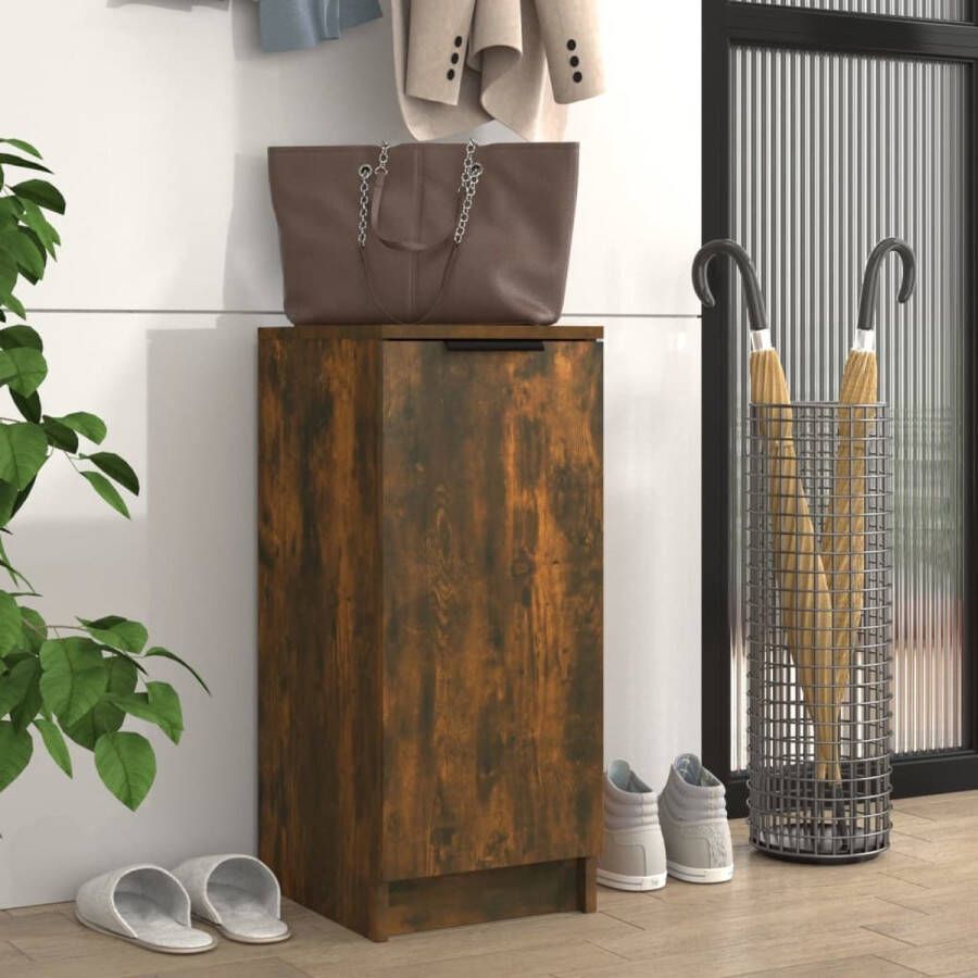 The Living Store Schoenenkast Gerookt eiken 30x35x70 cm Bewerkt hout