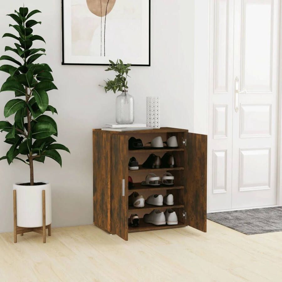 The Living Store Schoenenkast Gerookt Eiken 60 x 35 x 70 cm Praktisch en Elegante