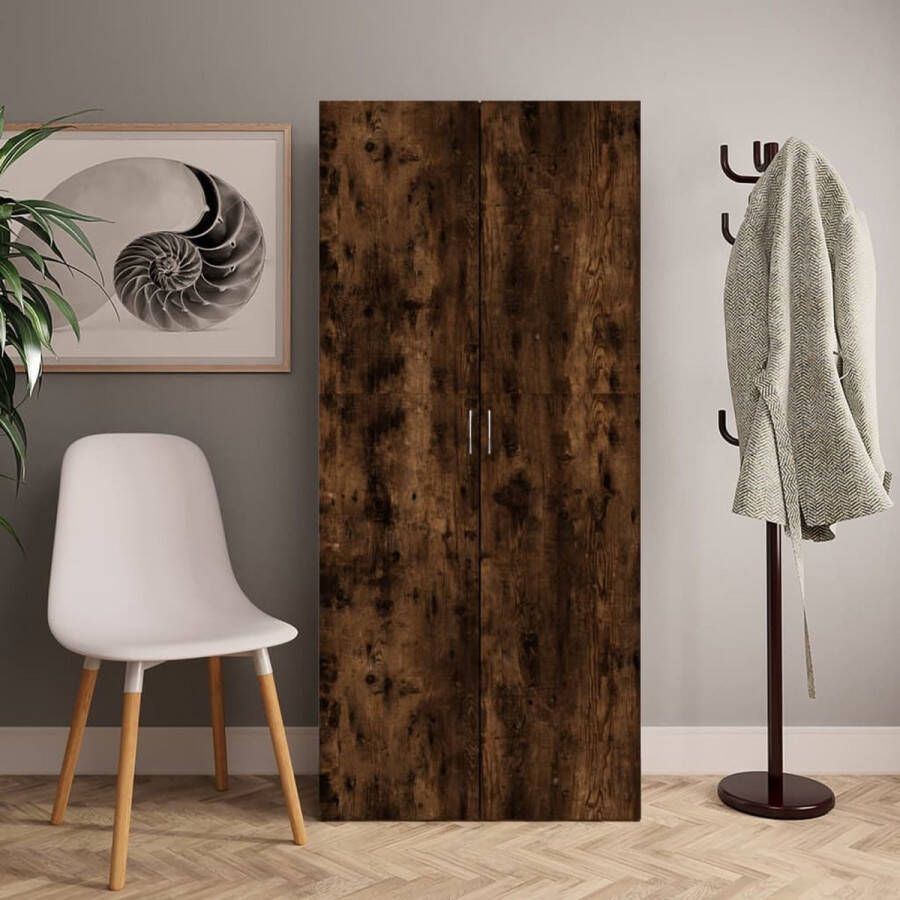 The Living Store Schoenenkast 80x35-5x180 cm bewerkt hout gerookt eikenkleurig Schoenenkast