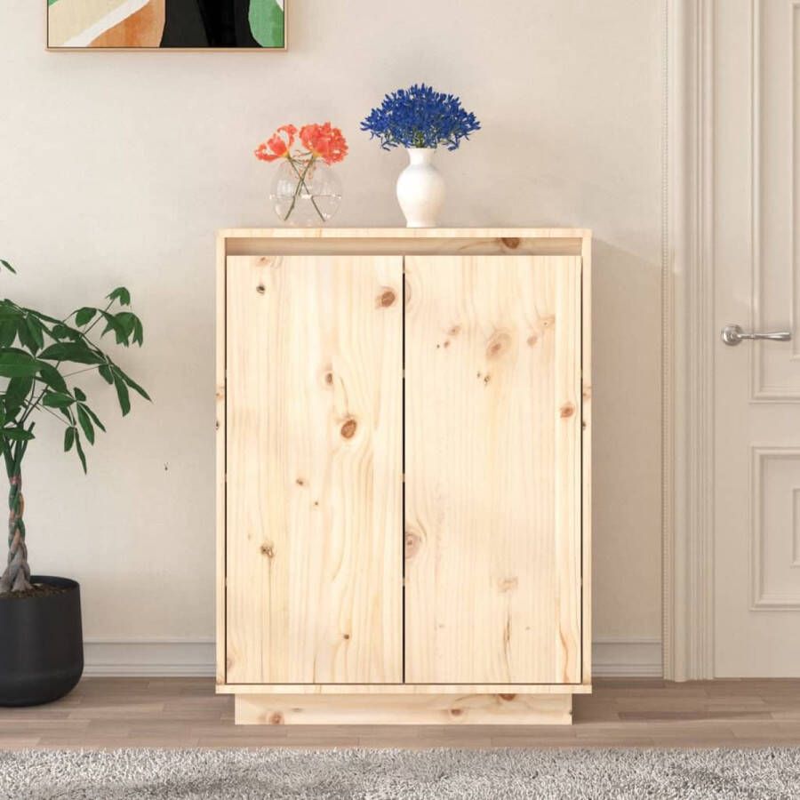 The Living Store Schoenenkast Grenenhout 60 x 35 x 80 cm Onbehandeld