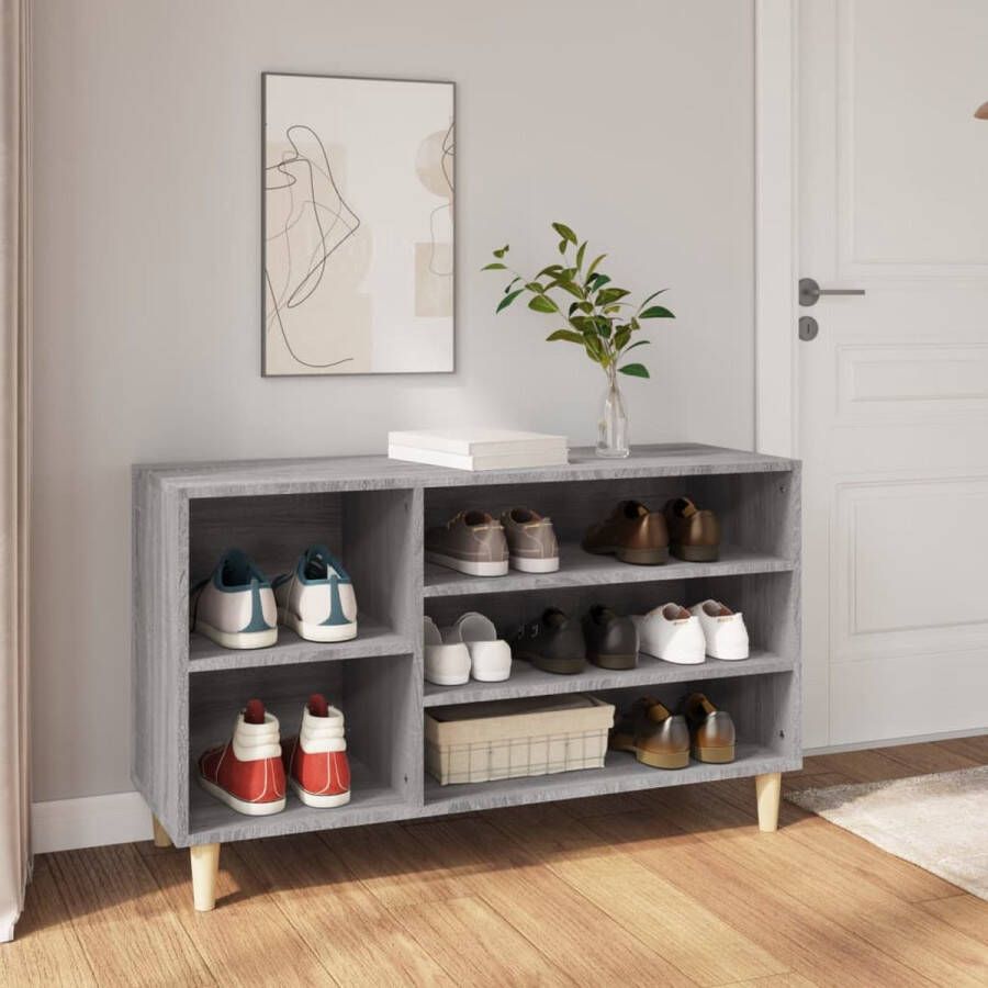 The Living Store Schoenenkast Grijs Sonoma Eiken 102 x 36 x 60 cm Hoge kwaliteit Voldoende opbergruimte