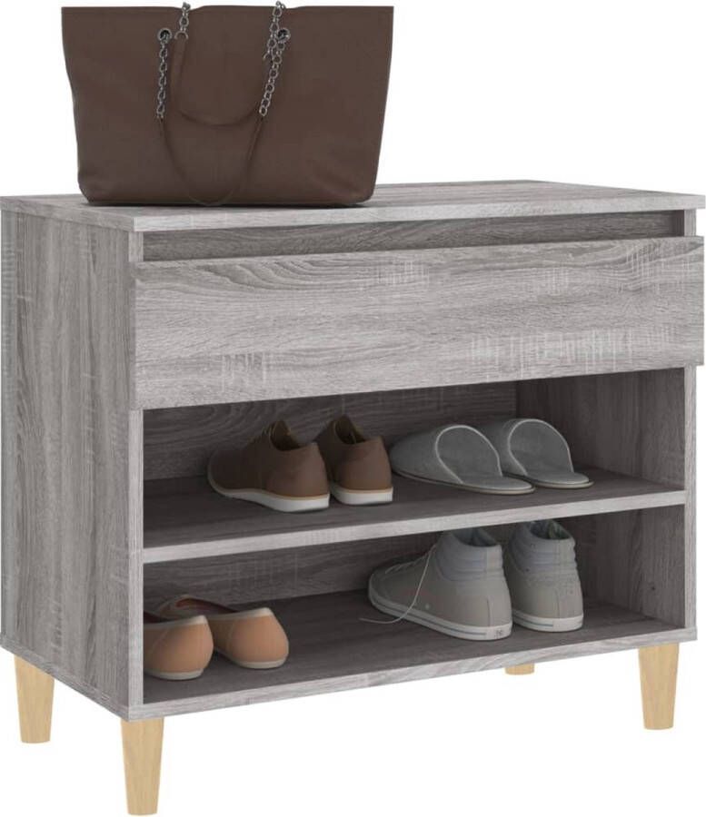 The Living Store Schoenenkast Grijs Sonoma Eiken 70x36x60 cm Stabiel en voldoende opbergruimte