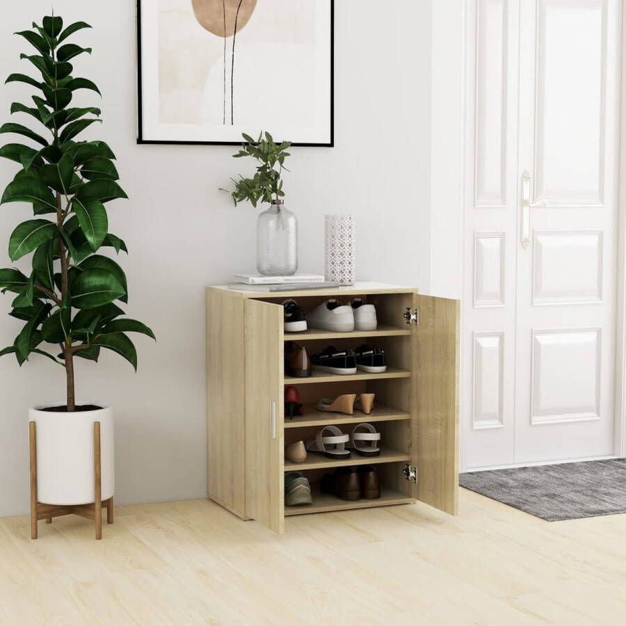 The Living Store Schoenenkast Halkast Sonoma eiken 60 x 35 x 70 cm (L x B x H) Spaanplaat