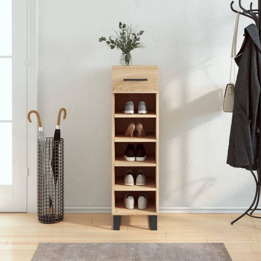The Living Store Schoenenkast Sonoma Eiken 30 x 35 x 105 cm Duurzaam materiaal en praktisch ontwerp
