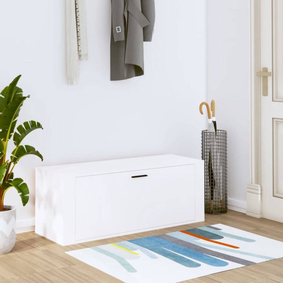 The Living Store Schoenenkast Wandmontage 100x35x38 cm Wit