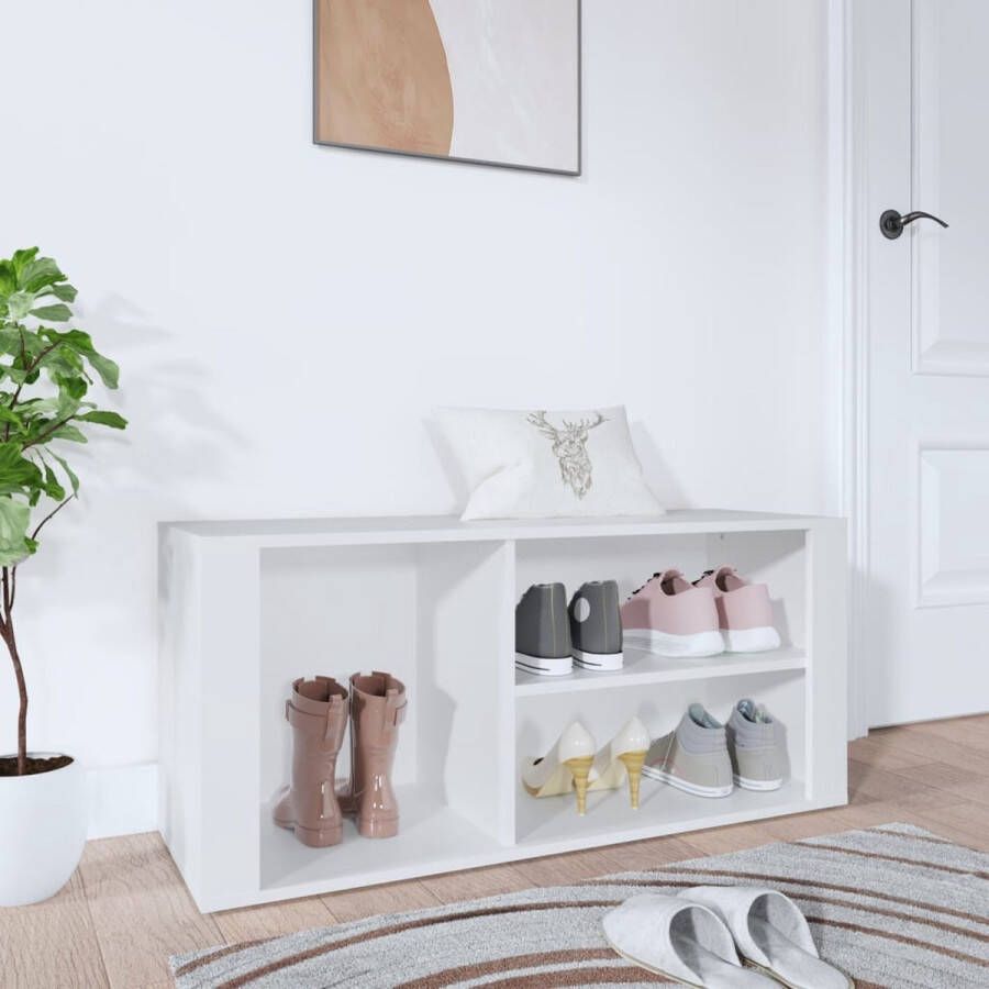 The Living Store Schoenenkast Wit 100 x 35 x 45 cm Stabiel materiaal