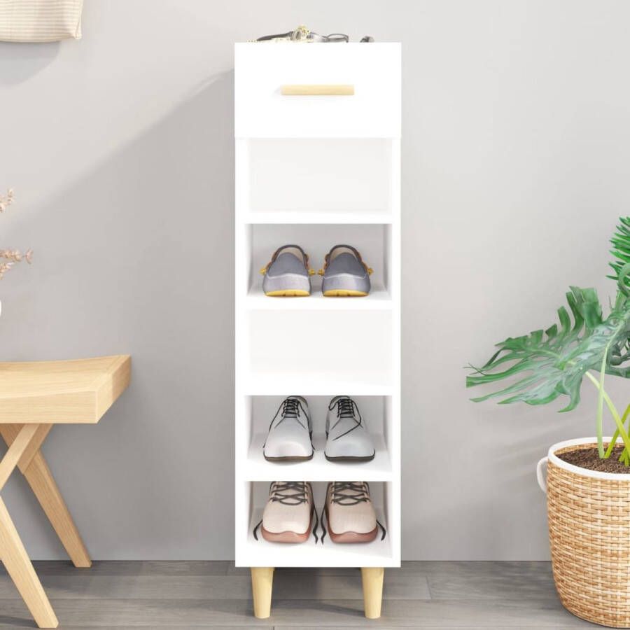 The Living Store Schoenenkast wit 30 x 35 x 105 cm hoge kwaliteit en ruimtebesparend