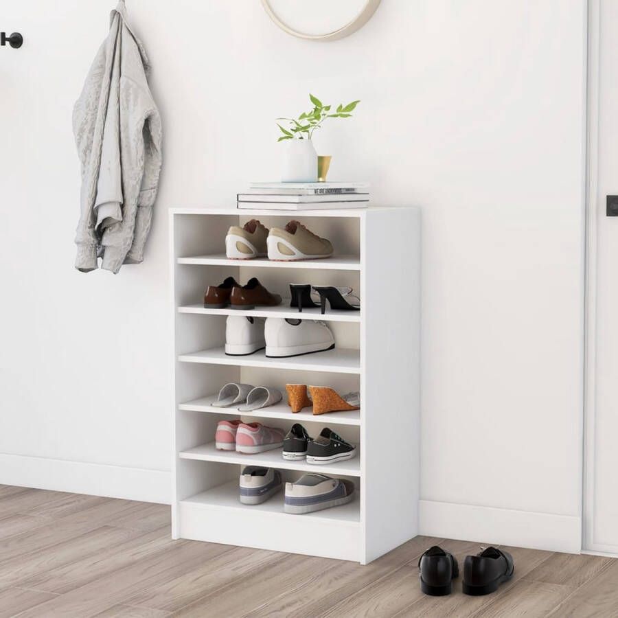 The Living Store Schoenenkast Wit 60x35x92cm Hoogwaardig spaanplaat
