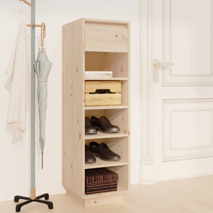 The Living Store Schoenenkast Zweefpoten 34 x 30 x 105 cm Massief grenenhout