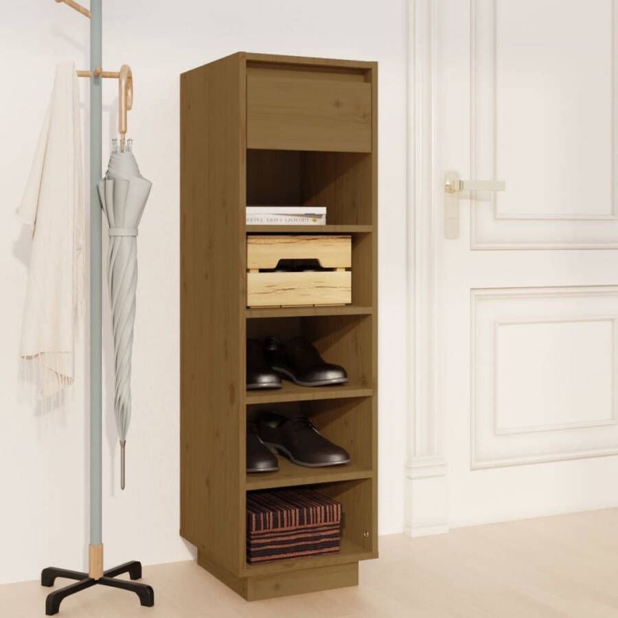 The Living Store Schoenenkast zweefpoten 34x30x105 cm honingbruin