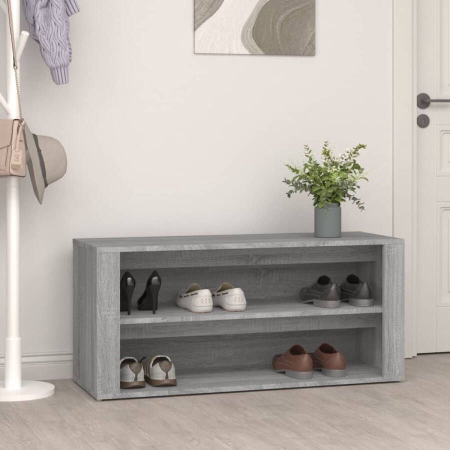 The Living Store Schoenenrek Betongrijs 100 x 35 x 45 cm Hoge Kwaliteit