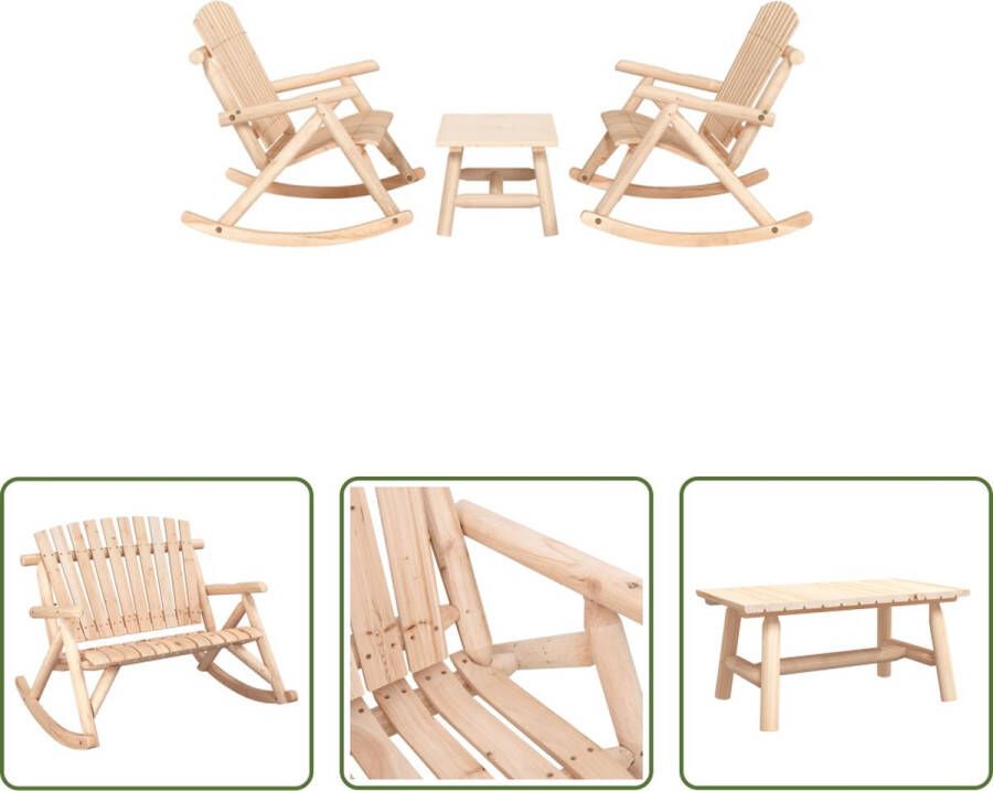 The Living Store Schommelbank Adirondack Houten loungeset 123 x 96 x 102 cm Massief vurenhout