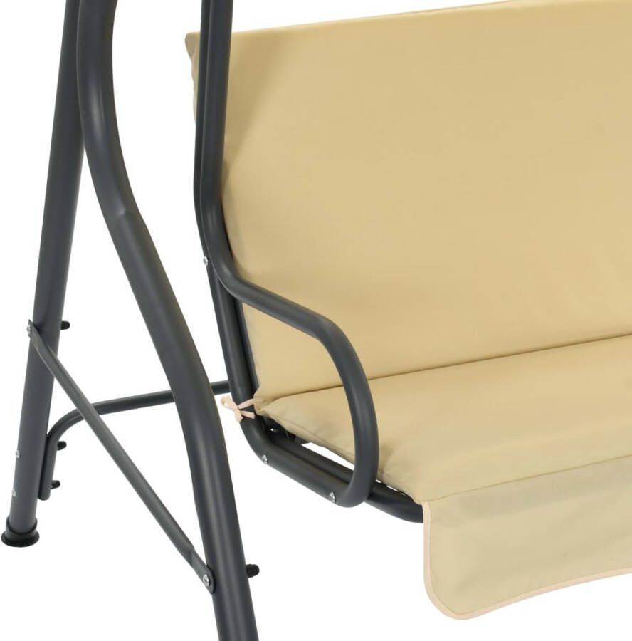 The Living Store Schommelbank crèmewit Gepoedercoat staal 170 x 110 x 153 cm Waterbestendig polyester