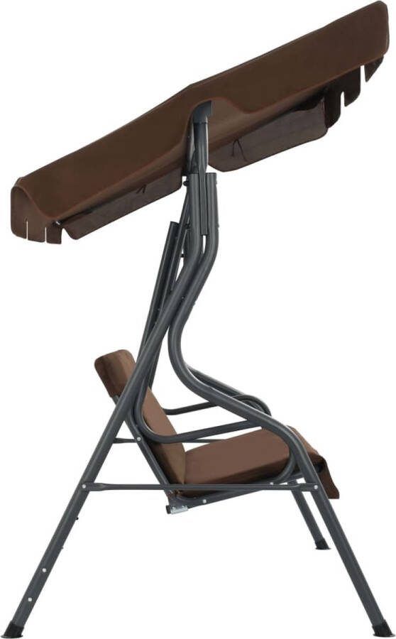 The Living Store Schommelbank Gepoedercoat stalen frame Waterbestendig polyester stof Groot dak Eenvoudig te monteren Koffie 170 x 110 x 153 cm (B x D x H) Draagvermogen 250 kg