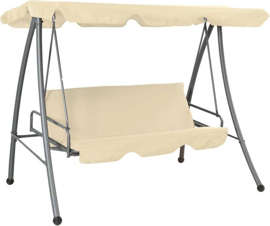 The Living Store Schommelbank Met Luifel Stalen Frame Zandwit 192 x 118 x (167-175) cm