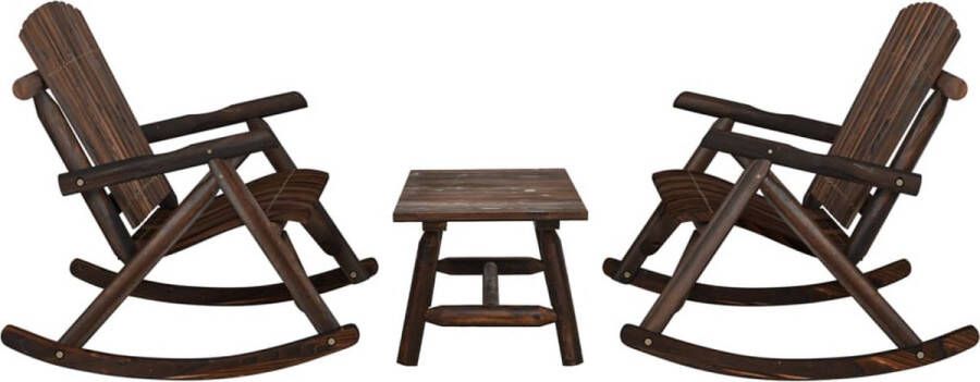 The Living Store Schommelbank Tuinset 123 x 96 x 102 cm Massief vurenhout met gebrand uiterlijk
