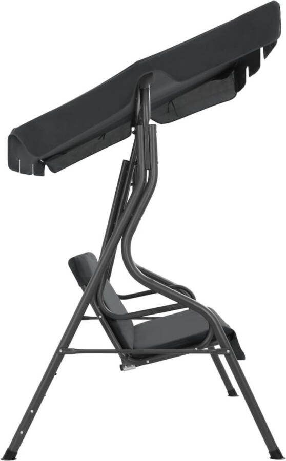 The Living Store Schommelbank XL Antraciet Stalen frame Waterbestendige stof Groot dak Montage eenvoudig 170x110x153cm