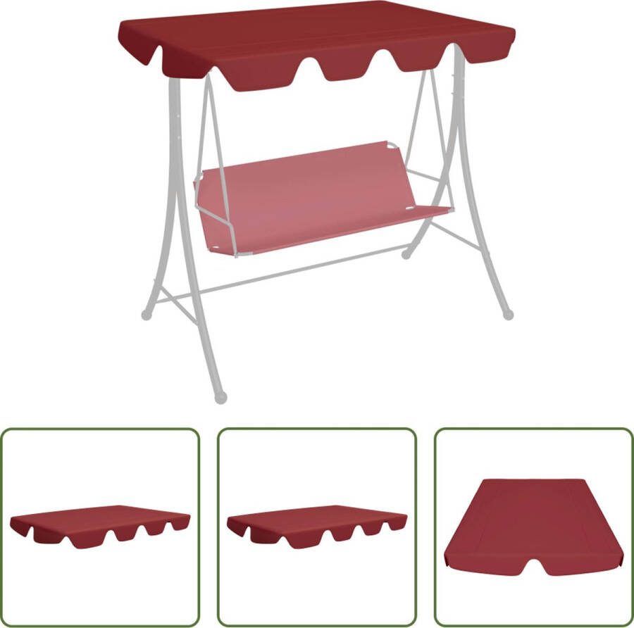 The Living Store Schommelbankluifel Wijnrood Stof met PVC-coating 248 x 186 cm Geschikt voor schommelbanken tussen 188 168 x 110 145 cm 270 g m²