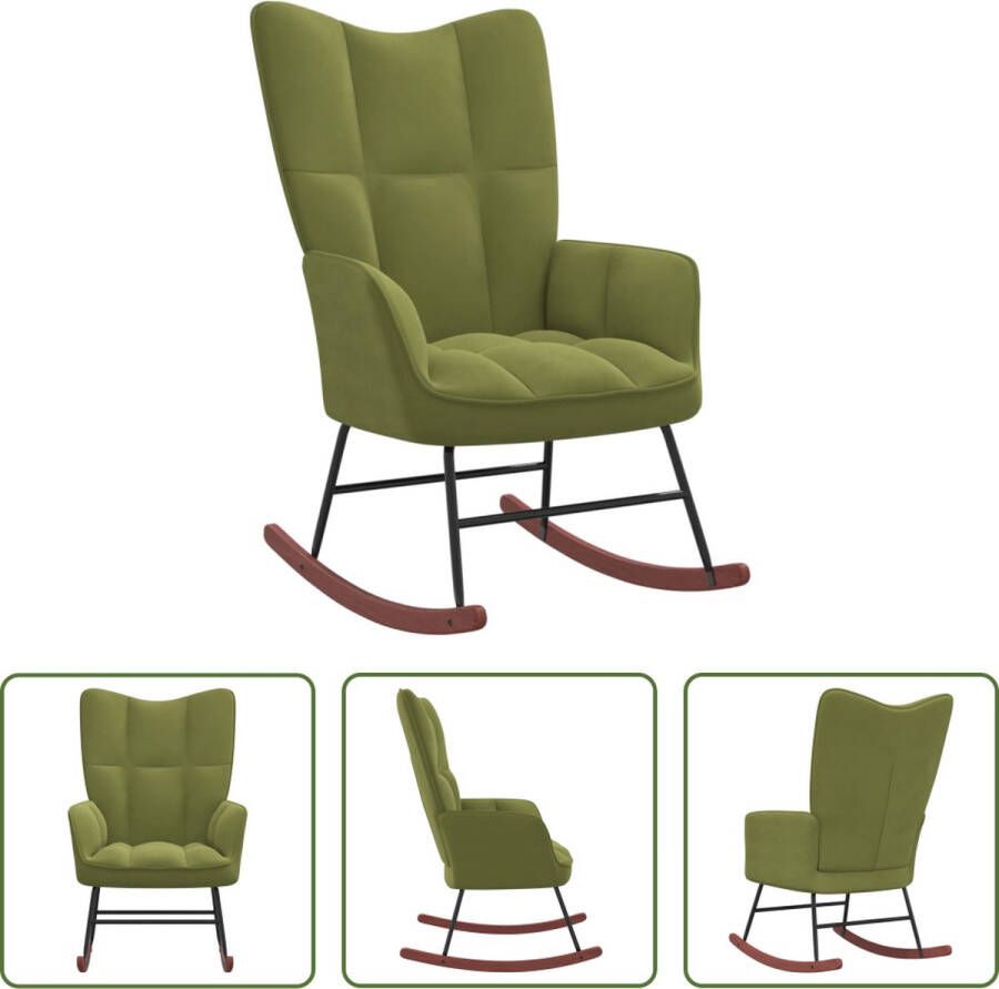 The Living Store Schommelfauteuil Fluweel Lichtgroen 61x78x98cm Chique Design