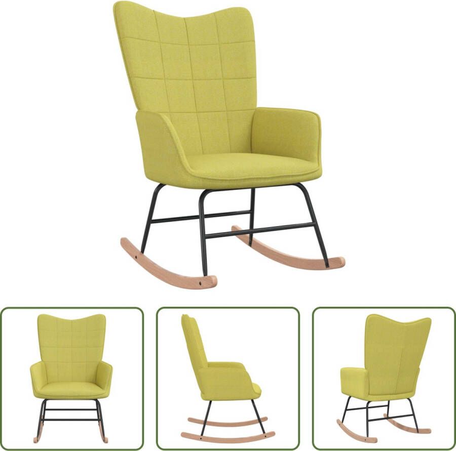 The Living Store Schommelfauteuil Groen 61 x 78 x 98 cm Stof Rubberwood Staal Montage vereist