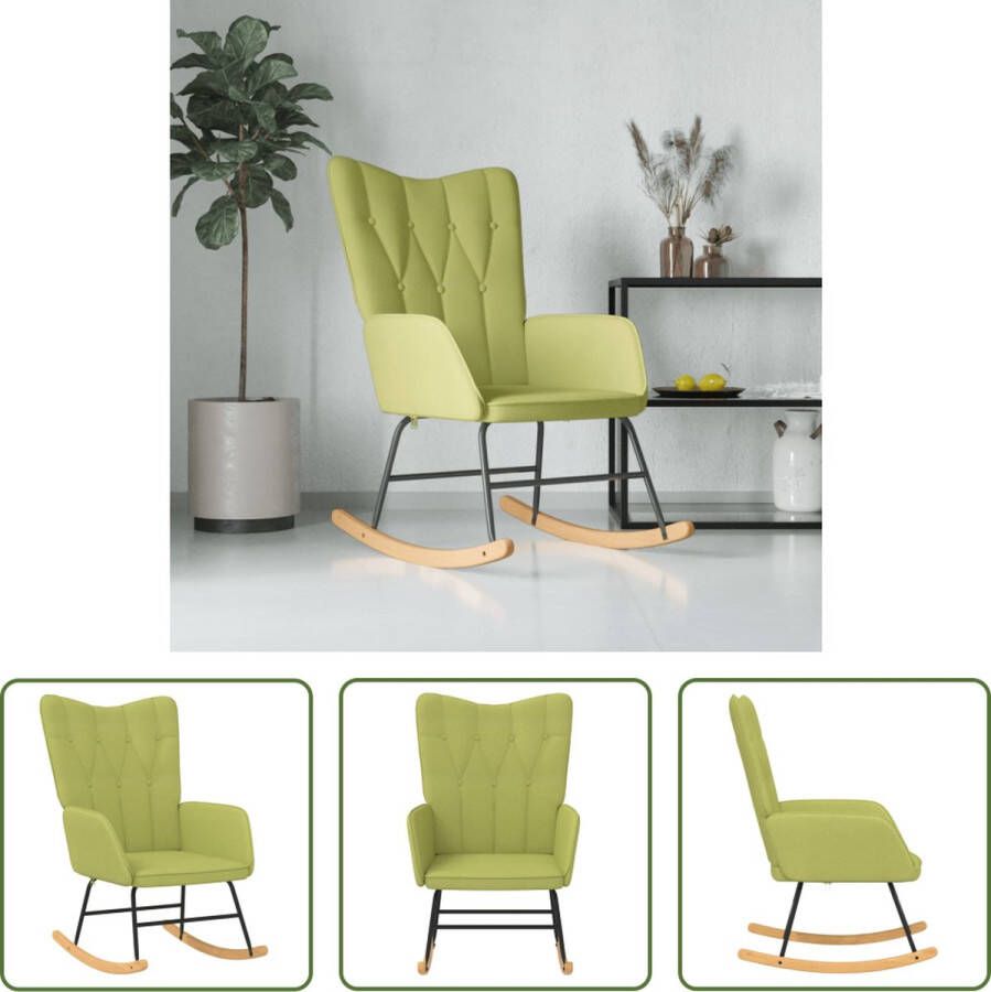 The Living Store Schommelfauteuil Lijnpatroon 61 x 78 x 98 cm Groen