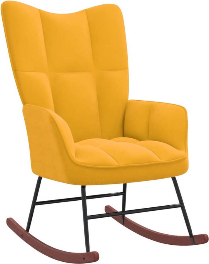 The Living Store Schommelfauteuil Stoelen 61 x 78 x 98 cm Mosterdgeel Fluweel Schuimgevuld Stabiel en Duurzaam