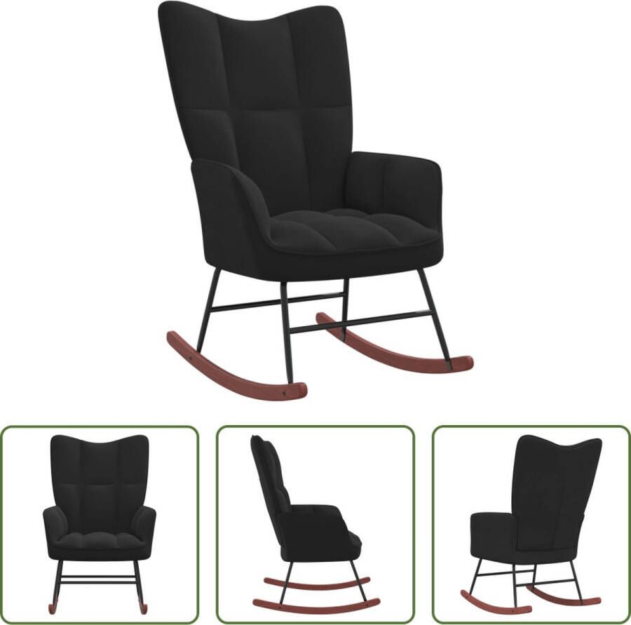 The Living Store Schommelfauteuil Zwart Fluweel 61 x 78 x 98 cm Stabiel en duurzaam