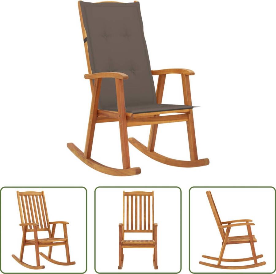 The Living Store Schommelstoel Acaciahout Vintage design Weerbestendig Inclusief kussens