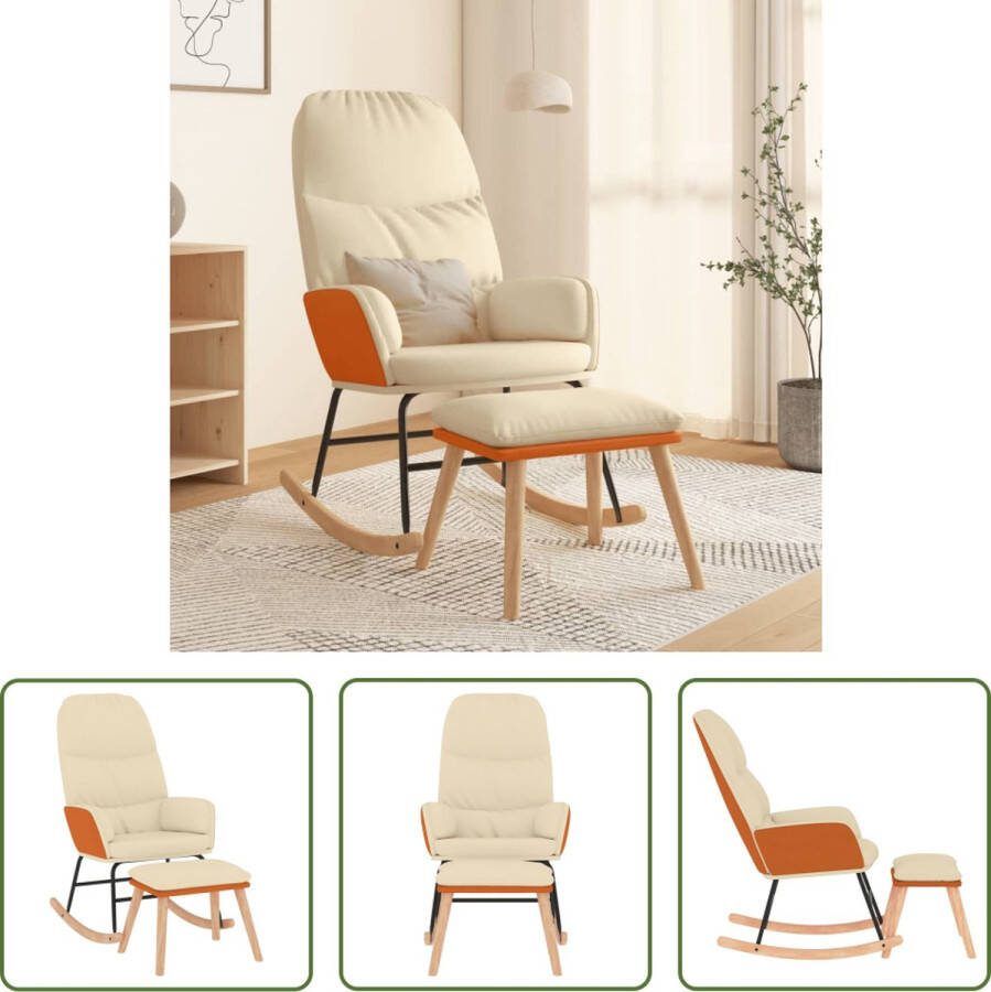 The Living Store Schommelstoel Crèmewit 70x79x105 cm Comfortabel en Relax Hoogwaardig Materiaal