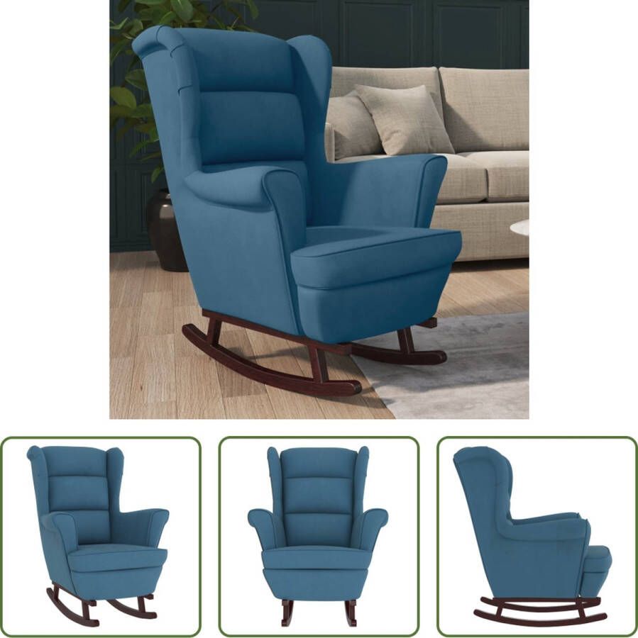 The Living Store Schommelstoel Fauteuil 78x93x97 cm Blauw fluweel