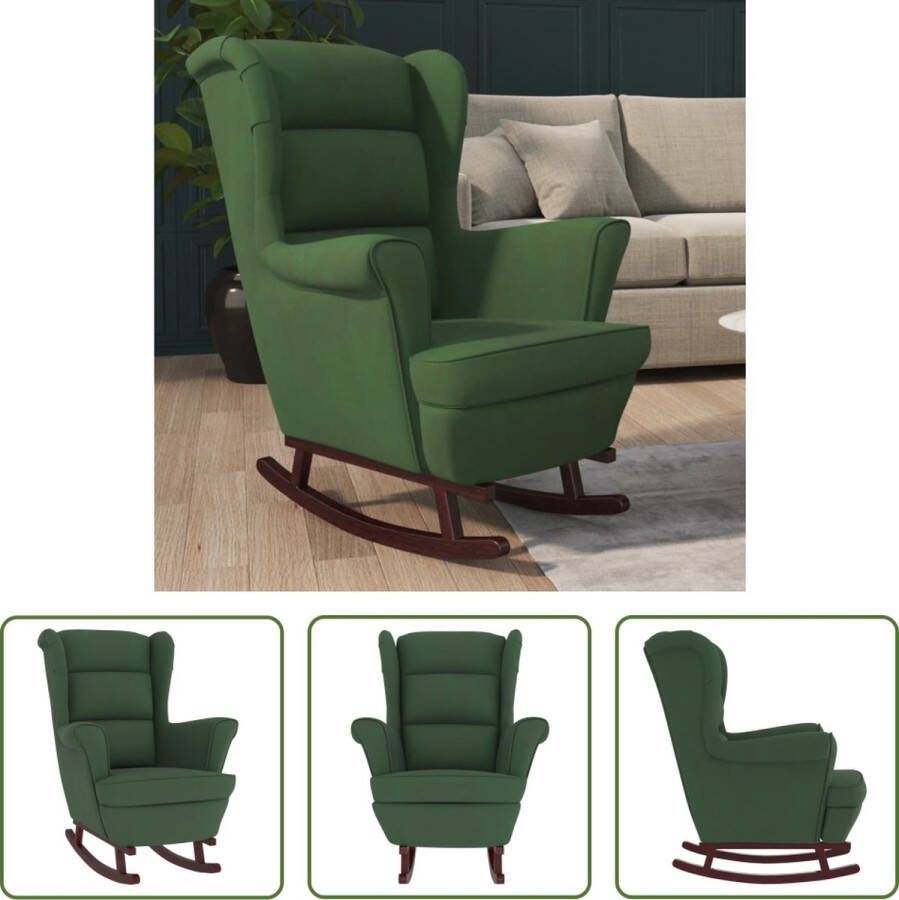 The Living Store Schommelstoel Fauteuil Donkergroen Fluweel 78x93x97 cm