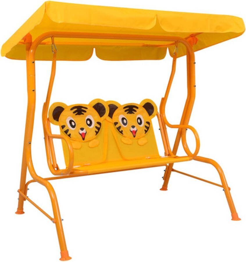 The Living Store Schommelstoel Kinderen Geel 115 x 75 x 110 cm Staal en 210D Oxford stof