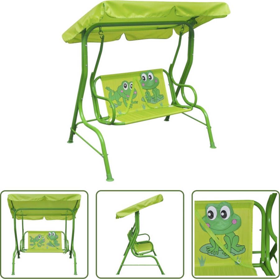 The Living Store Schommelstoel Kinderen Groen 115 x 75 x 110 cm Stalen buis en 210D oxford stof