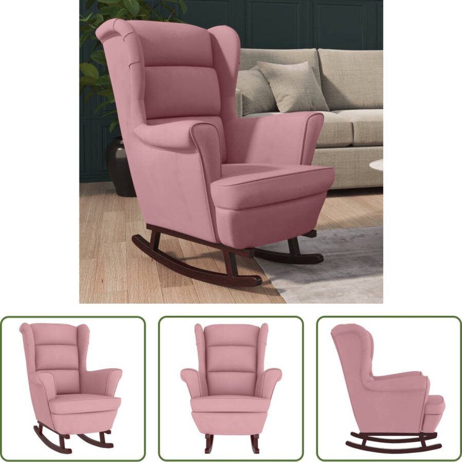 The Living Store Schommelstoel Meubel 78x93x97 cm Fluweel Roze