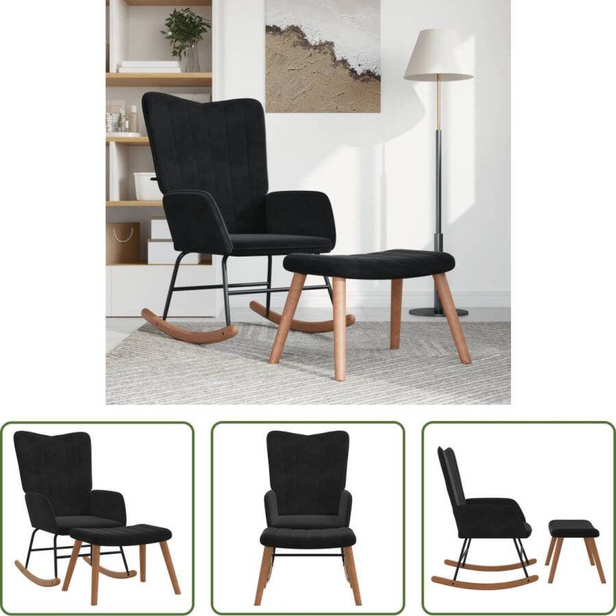The Living Store Schommelstoel Relaxstoel 61 x 78 x 98 cm Zwart