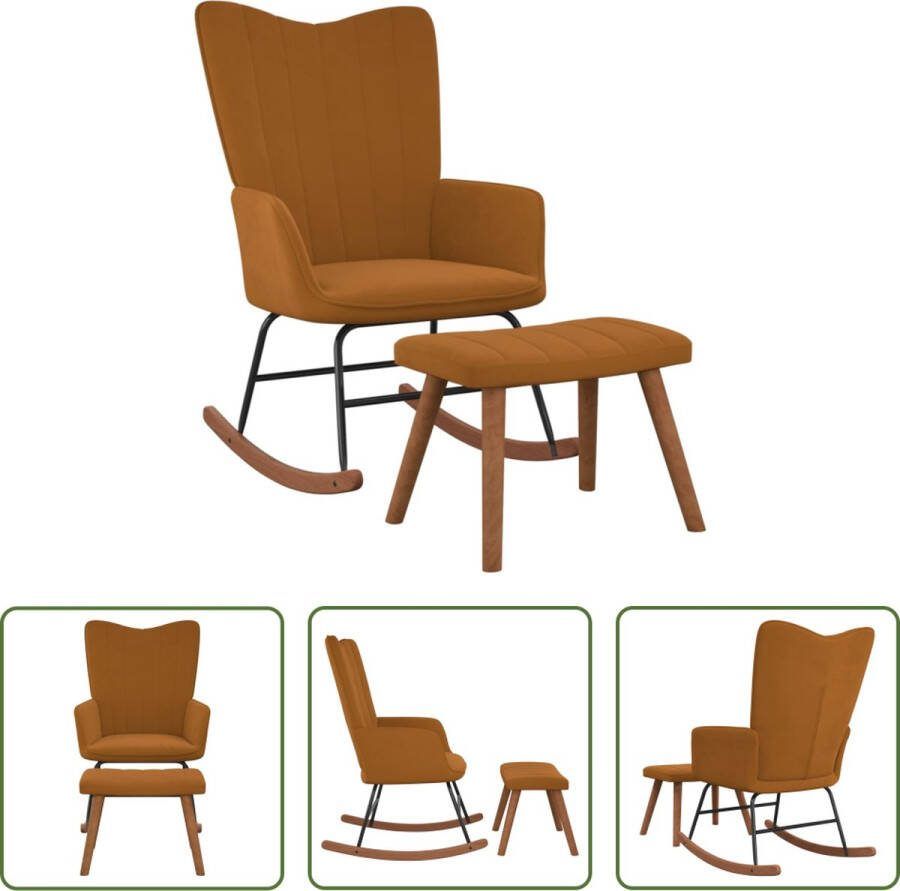 The Living Store Schommelstoel Relaxstoel Bruin 61 x 78 x 98 cm Fluweel