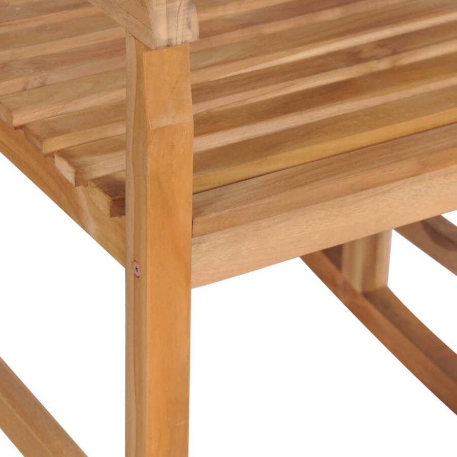 The Living Store Schommelstoel Teakhout 58x92.5x106cm Taupe kussen