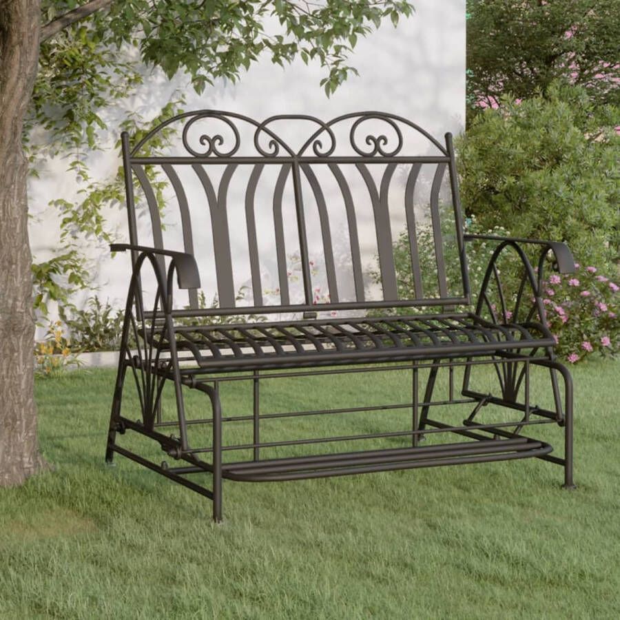 The Living Store Schommelstoel Tuinmeubelen 114 x 83 x 98 cm Zwart staal