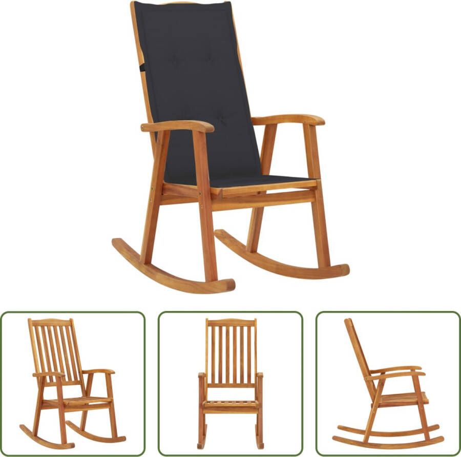 The Living Store schommelstoel Vintage-acaciahout 57x100x117 cm waterdicht kussen