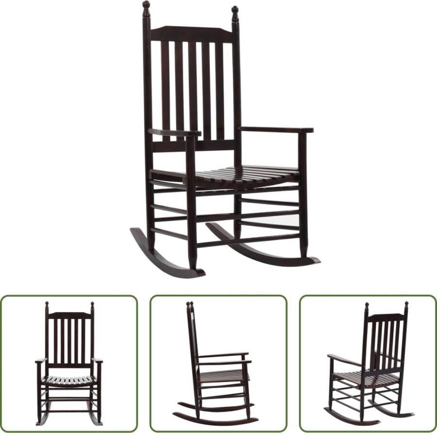 The Living Store Schommelstoel Vintage Hardhout 60.5 x 82 x 114 cm Bruin