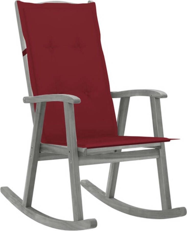 The Living Store Schommelstoel Vintage Massief Acaciahout 57 x 100 x 117 cm Waterdicht Kussen Greywash