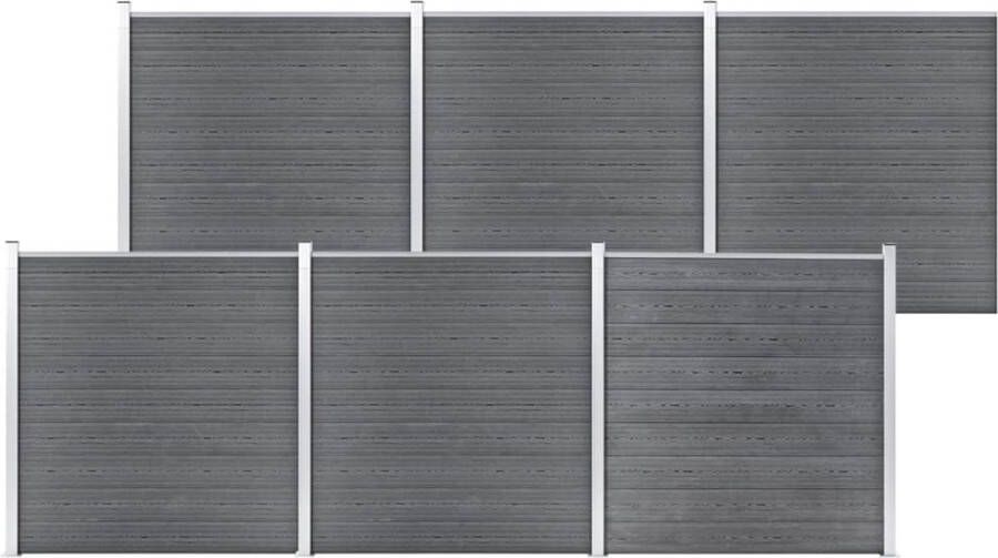 The Living Store Schutting Hekpanelen Grijs 1045 x 186 cm HKC Modulair systeem Eenvoudig te monteren
